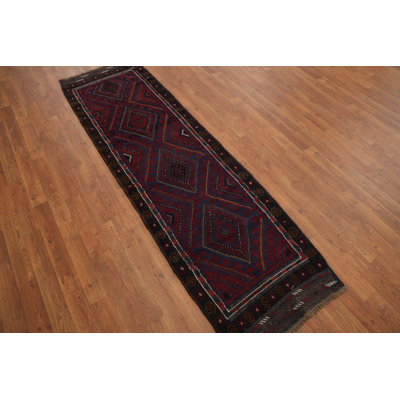 Red Wool Traditional Handmade Runner Rug 2x7