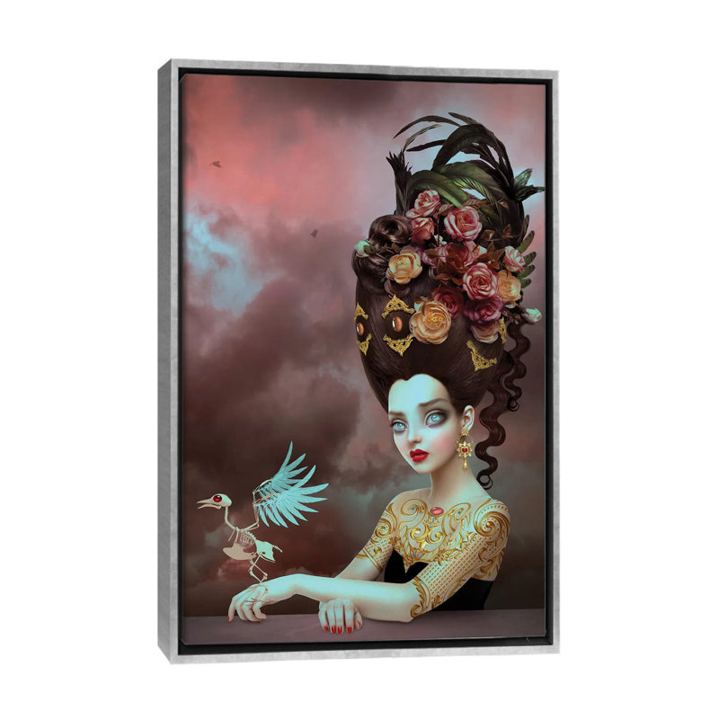 « Solace » par Natalie Shau-impression d’art graphique, Toile avec cadre argenté, H 40 po x l 26 po x P 1,5 po, Pas de tapis