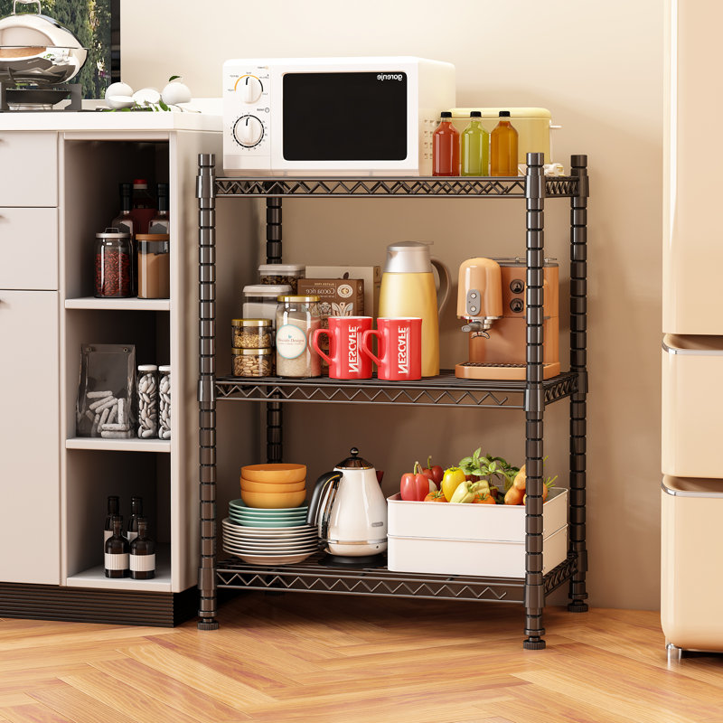 Étagère à 4 niveaux, support de rangement robuste à hauteur ajustable, capacité de 1000 lb avec pieds réglables, tablettes en métal pour tablettes de buanderie dans le garage de cuisine, P 13,77 po x l 35,43 po x H 54,33 po