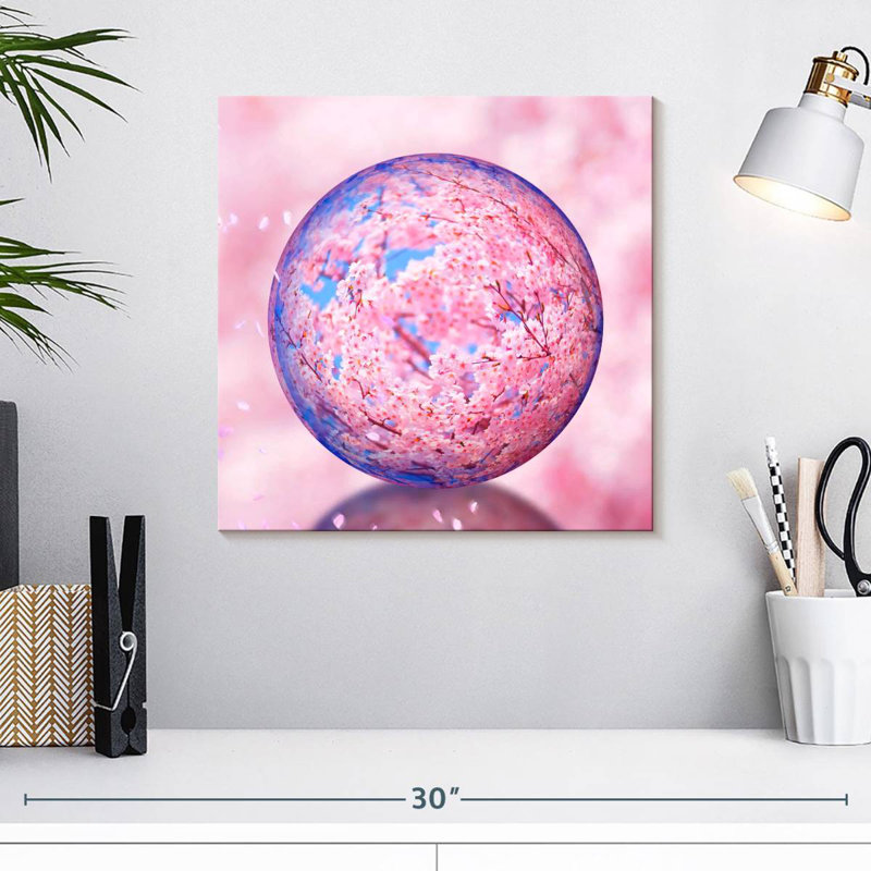 Arney Sakura Crystal Orb, 16" H x 16" W