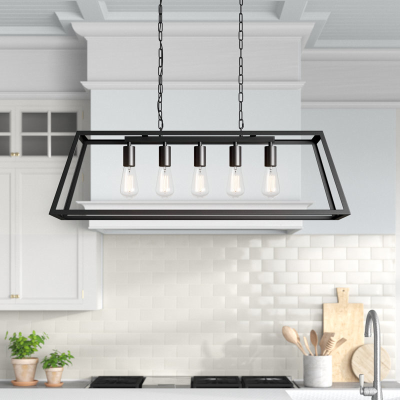 Luminaire suspendu linéaire à intensité variable Barraza, Noir, 5 lumières