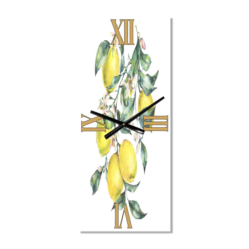 Branche de citrons jaunes et de feuilles I - Horloge murale tropicale, Petit