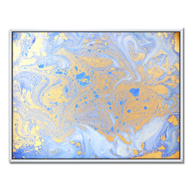 Marbré texture ondulée IV - reproduction d'art sur toile, Toile blanche encadrée, H 36 po x l 46 po x 1,5 po