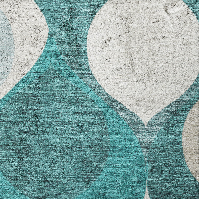 Tapis Dream Shag ADS749 de style moderne du milieu du siècle, lavable à la machine de qualité supérieure, Teal, 5' x 7'6"