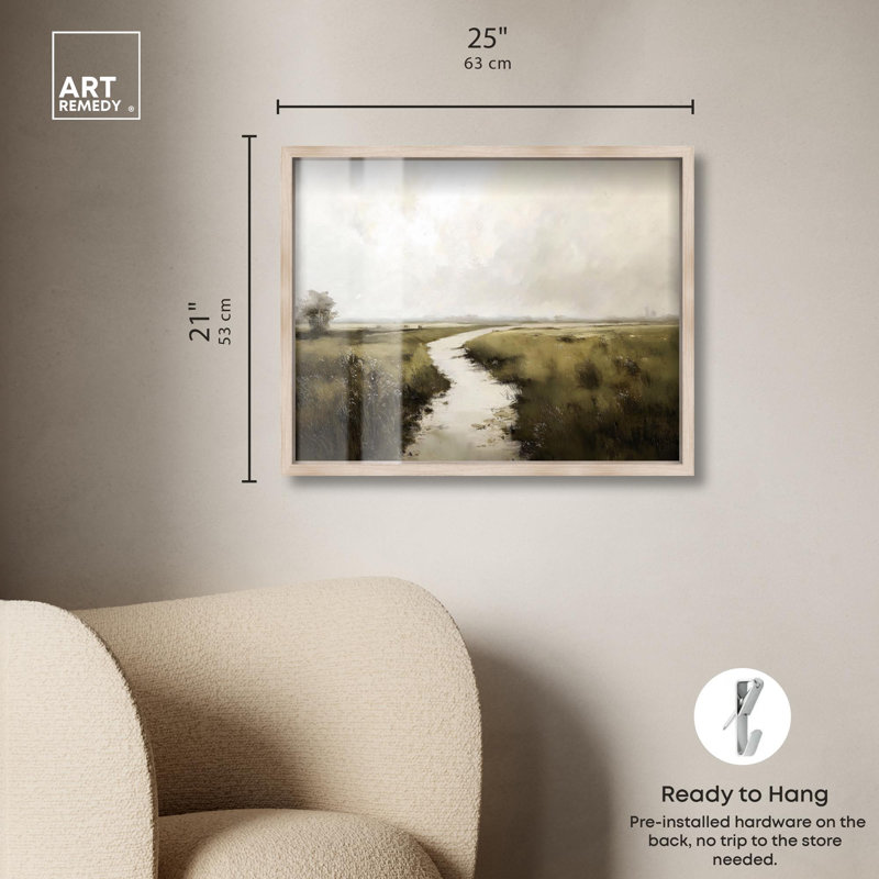 «Grassline Reflections Shadowbox Print» par Art Remedy, 21" H x 25" W, Crème, crème