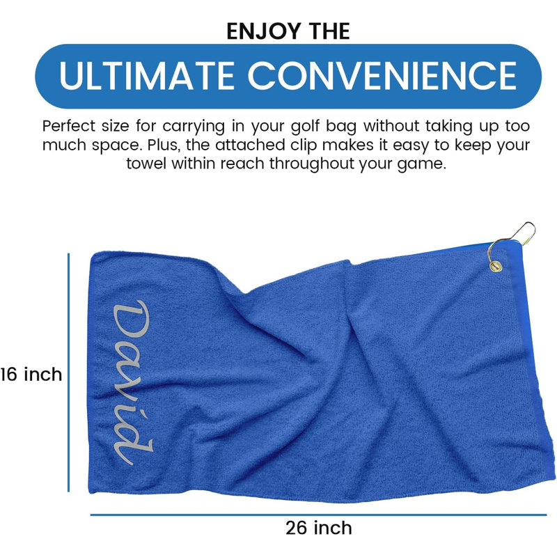 Cotton Embroidered Golf Towels Kitchen Towel, Royal Blue, Yes