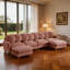 Grand canapé modulaire en chenille 4 places avec repose-pieds-1799030017