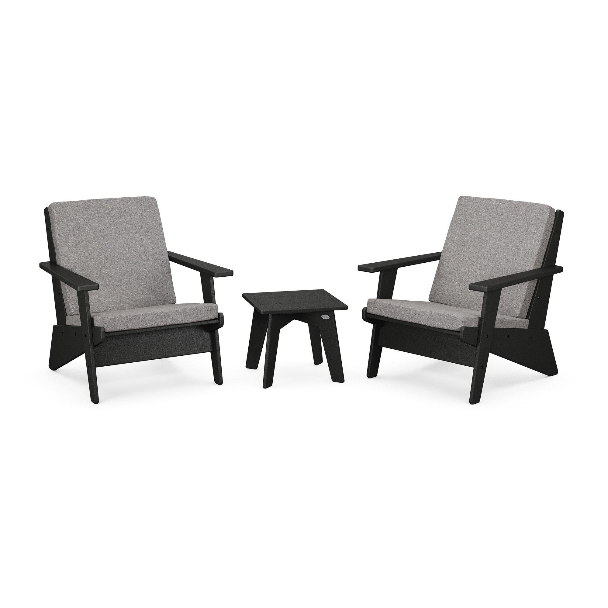 Riviera Modern Lounge 3-Piece Set, Gray Mist, Black
