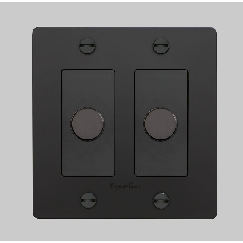 1G Dimmer / Logo, 2 Gang, Black