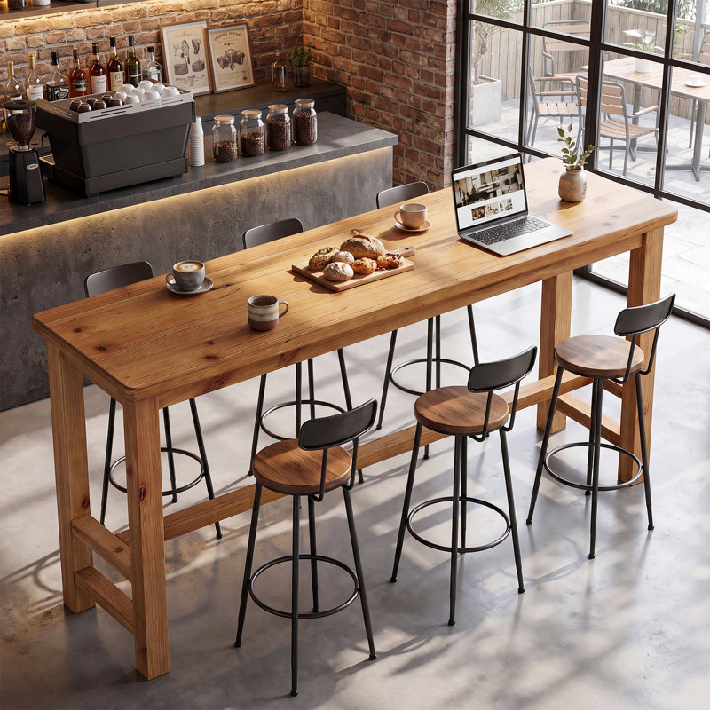 63" Solid Wood Bar Table,