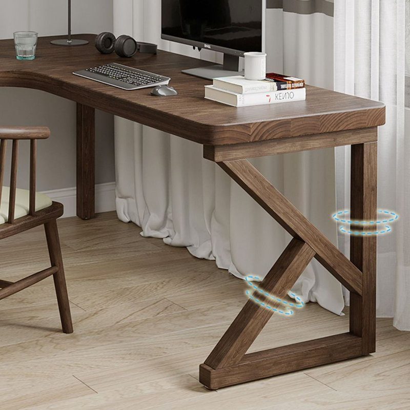 Bureau d'écriture rectangulaire en bois massif brun noisette, H 29,53 po x l 62,99 po x P 47,24 po, Retour à gauche