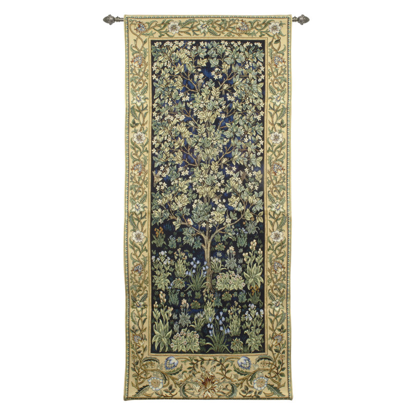 Décoration murale arbre de vie en coton William Morris, Bleu/vert
