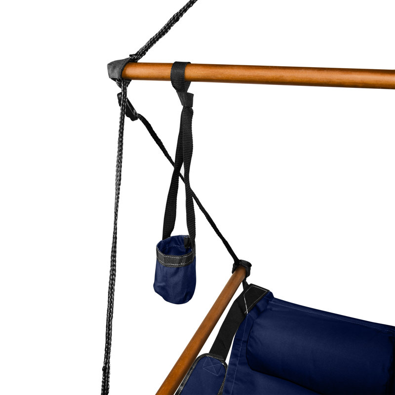 Chaise hamac Bryanna, Bleu minuit, Bois naturel