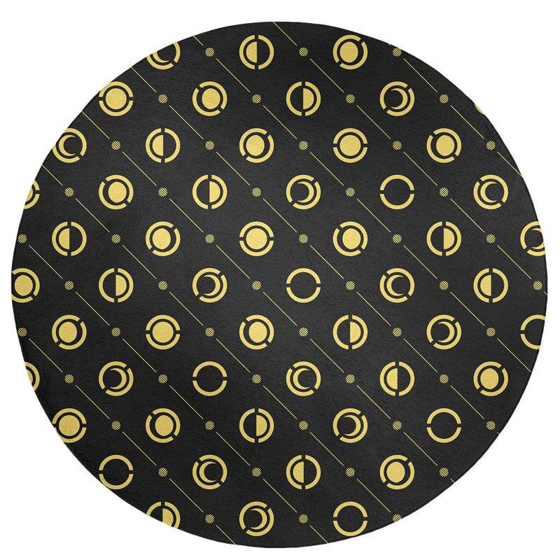 Chenille Geometric Indoor Rug, Round 5'