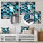 Décoration murale abstrait géométrique blanc et bleu - Animaux en métal-87839646