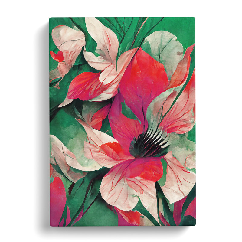 Flowers Abstract Art No.5 - Wrapped Canvas Painting, 50cm H x 35cm W x 3cm D