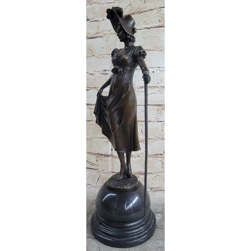 Statue féminine Little Bo Peep en bronze 17 po x 7 po