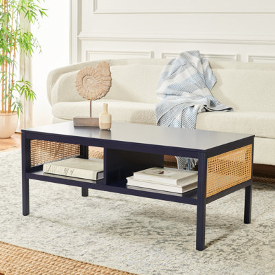Westberg Solid Wood Coffee Table with Cane Side Panels 