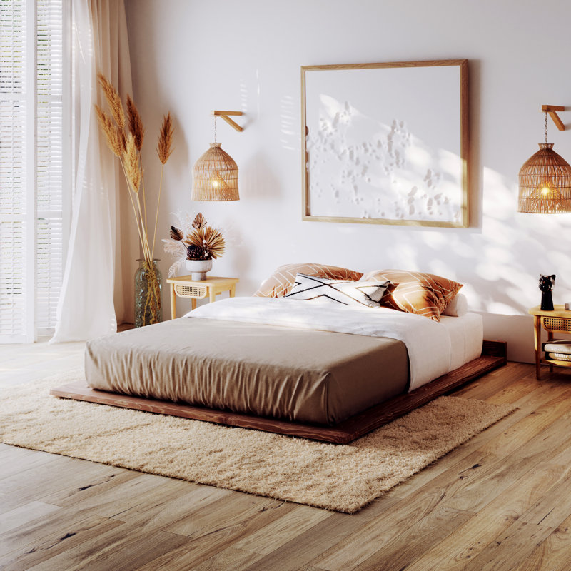 Base de lit Hardman, 85" x 85", Bois clair