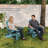 HDPE Glider Adirondack Chair, Wood-Like Glider Rocking Chair, 3-Position Adjustable Fire Pit Chair with Cup Holder for Lawn, Deck, & Poolside-1225843034
