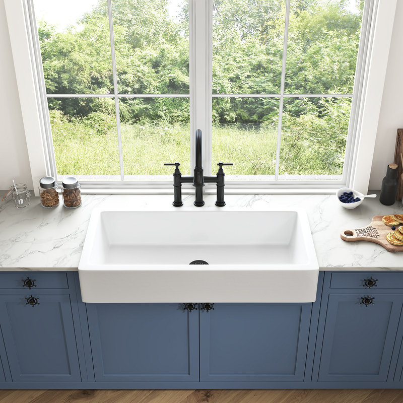 White Farmhouse Sink Deep Apron Sink Undermount Farmhouse Kitchen Sink Single Farm Sink