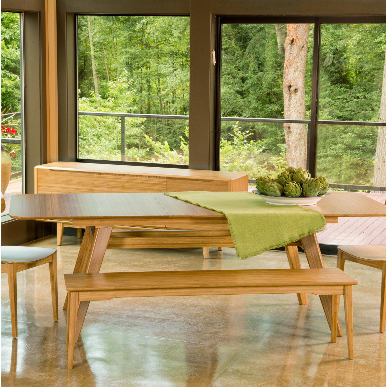 Lacey Dining Bench, Caramelized, 17.5" H x 48" W x 14" D