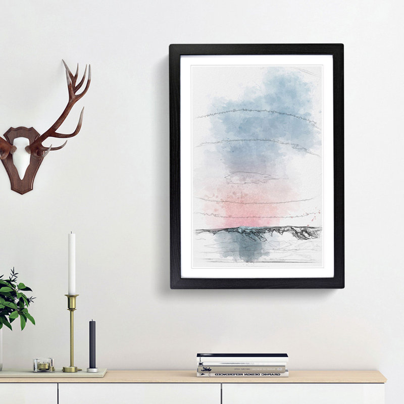 Sunset over the Mountains - Picture Frame Painting Print, Black Framed, 33cm H x 24cm W x 2cm D