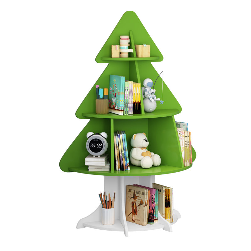 Bookshelf Christmas Tree Shape Corner Bookcase 