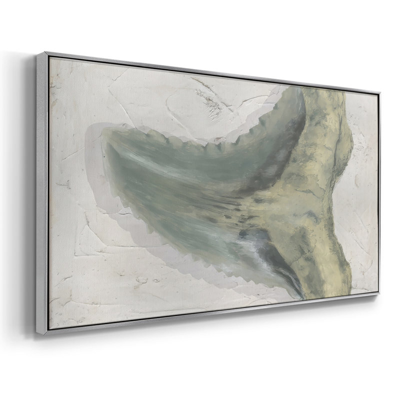 Watercolor Sharks Tooth IV- Framed Gallery Wrapped Canvas -Ready to Hang, 25" H x 49" W, Silver