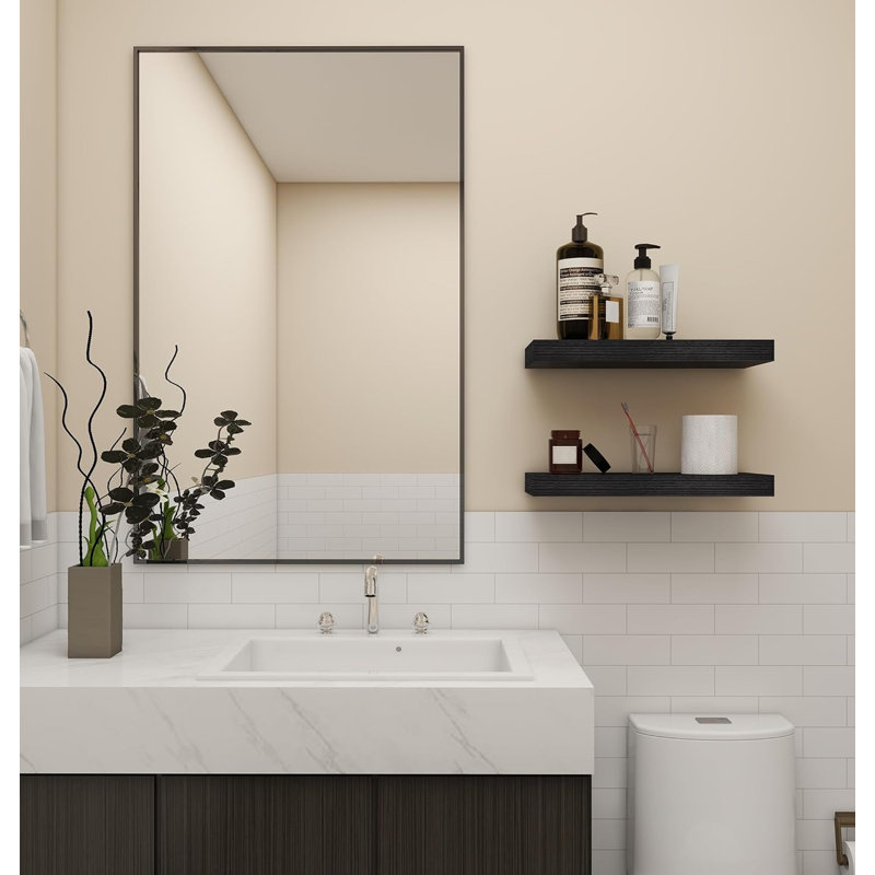 Tablettes murales flottantes modernes noires, ensemble de 2 supports invisibles robustes pour la décoration