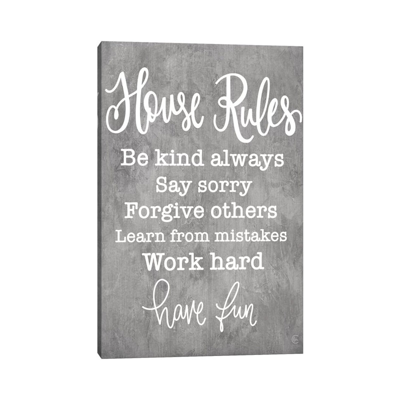 House Rules - Print on Canvas, Wrapped Canvas, 66.04cm H x 45.72cm W x 3.81cm D