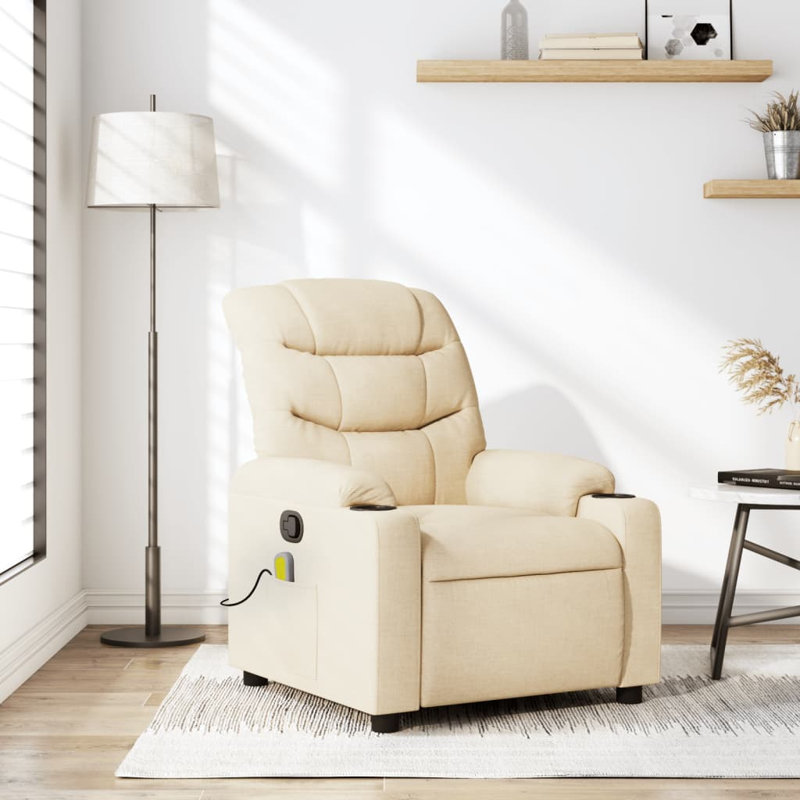 Upholstered Recliner, Cream Fabric