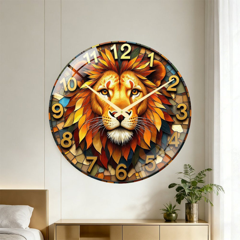 Horloge murale colorée rétro avec art numérique et grands chiffres - horloge murale moderne en verre 24 po