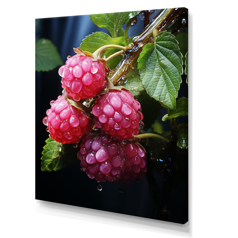 Lustrous Raspberry Radiance II - fruits, art mural, H 32 po x l 16 po x P 1 po
