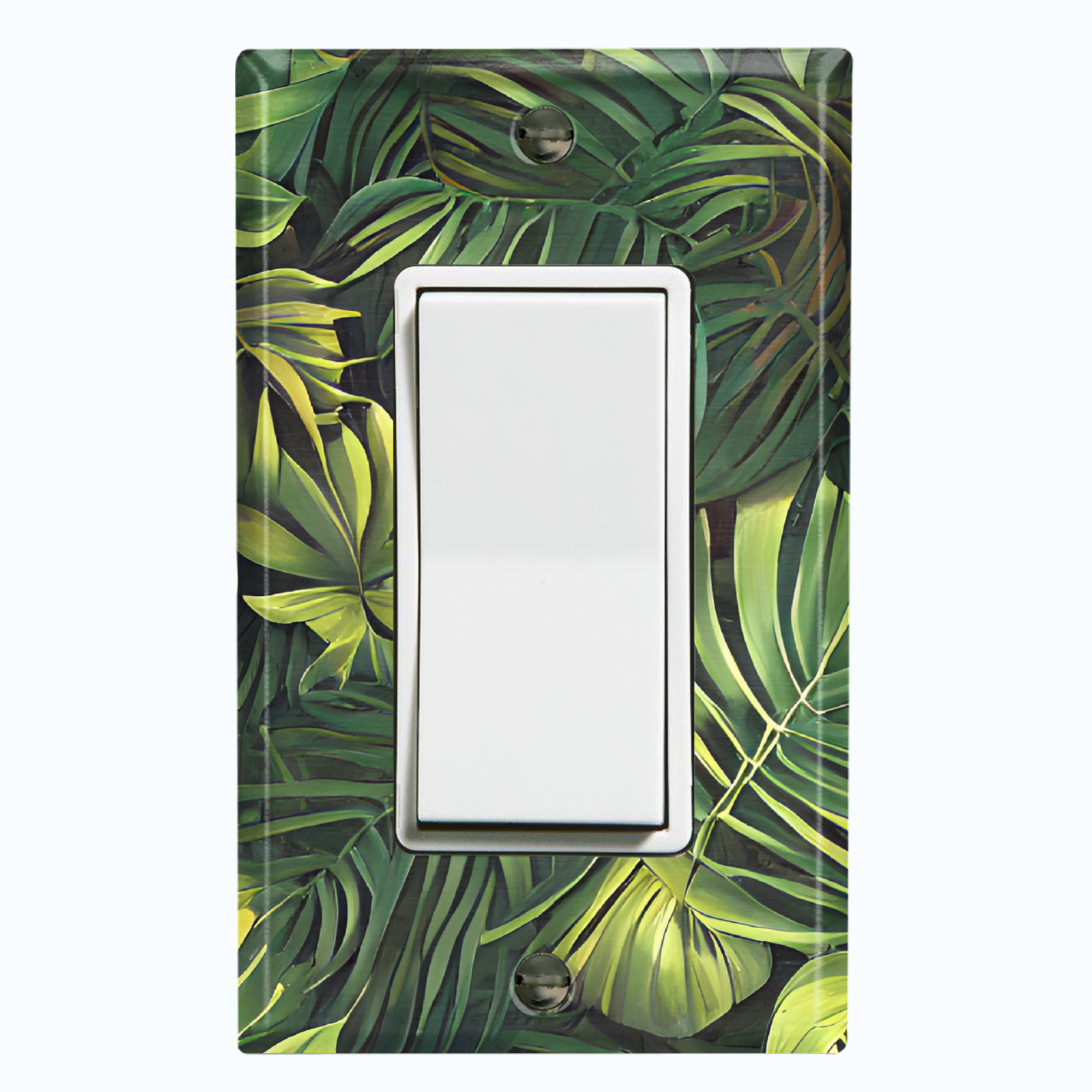 WorldAcc Metal Light Switch Plate Outlet Cover (Green Jungle Plant ...