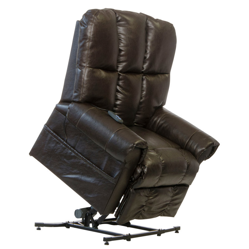 Vegan Leather Power Lift Assist Recliner with 450 Pound Weight Capacity, Dark Brown Faux Leather