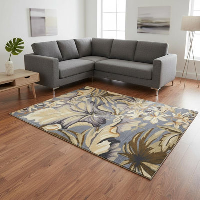 Tapis bleu en laine touffeté à la main 9 pi x 12 pi