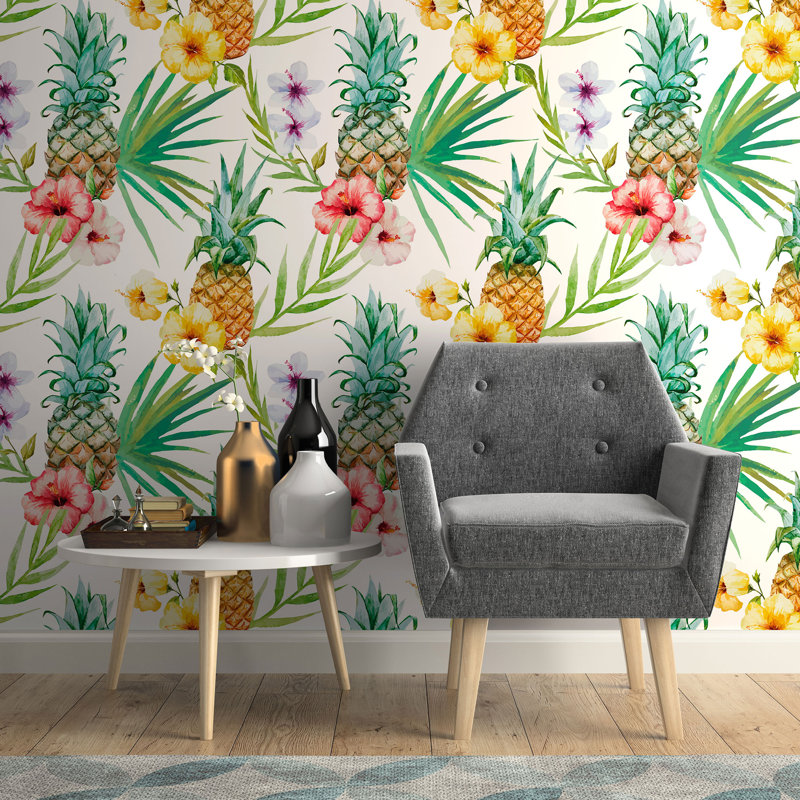 Panneau de papier peint amovible matelassé à thème tropical, L 48 po x l 24 po
