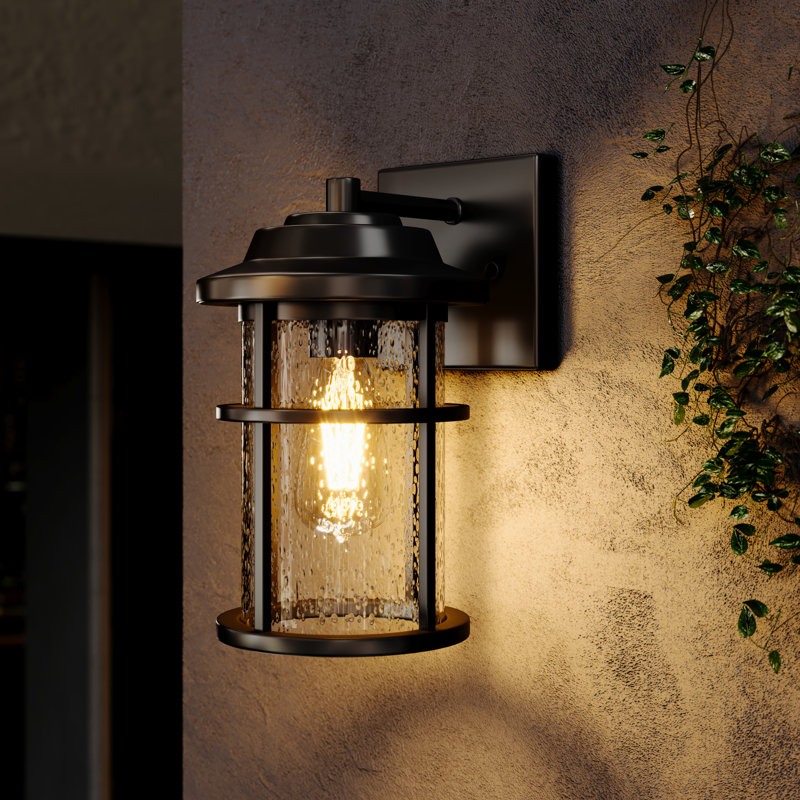 Schlesinger Seeded Glass Outdoor Wall Light, 13.2" H x 7.55" W x 9.6" D