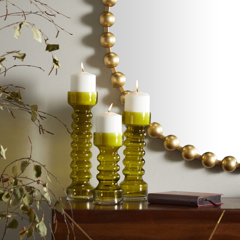 Starlet 12.85'' H Glass Tabletop Candlestick, Green