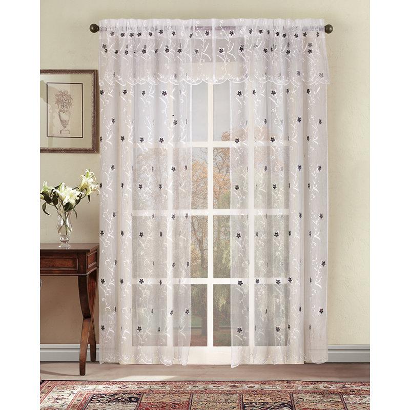 Haffner Sheer Curtain Single Panel, Green, 54" W x 84" L