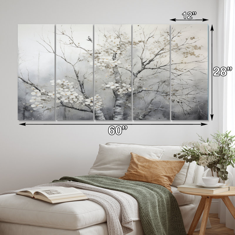 Arbre gris gris rêverie 5 pièces