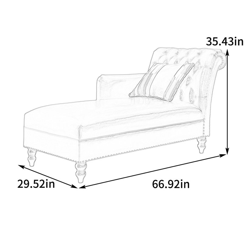 Chaise longue rembourrée Tidus, Accoudoir à droite (vu de face), Brun
