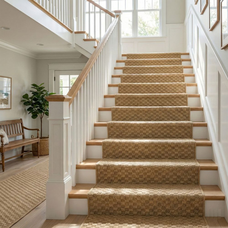 Custom Size Indoor Outdoor Runner Rug (26' x 19' Runner) - Alto Heritage Natural Beige  Pet Friendly Flatweave