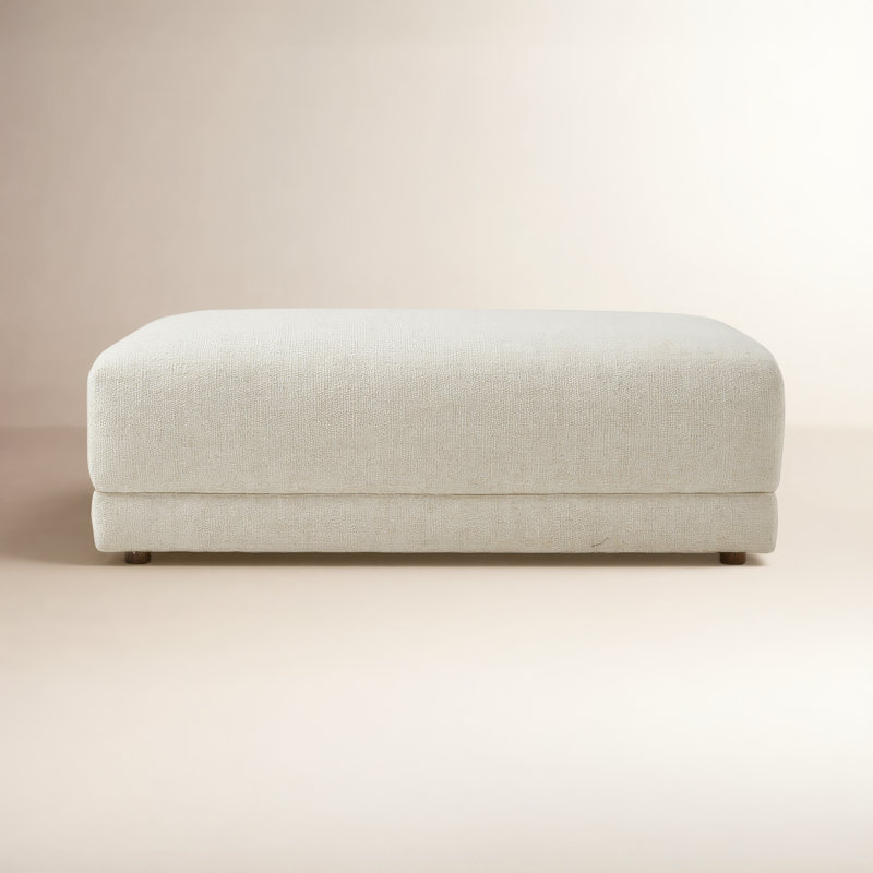 Toland None Ottoman, Cream Polyester Blend