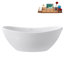 Baignoire et plateau autoportant blanc brillant 75 po avec drain interne Streamline
