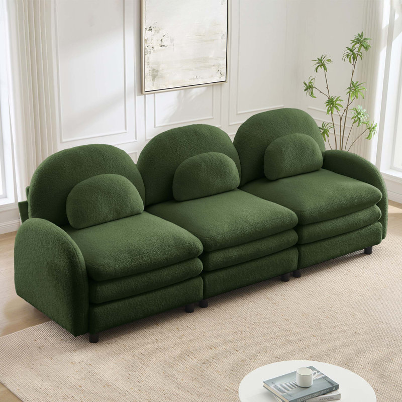 Canapé modulaire en tissu avec support lombaire incurvé, H 35,4 po x l 98,2 po x P 33,8 po, Vert