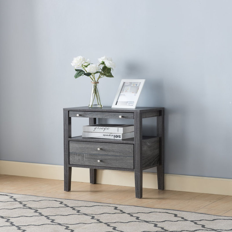 Table d'appoint Demedrick, chêne blanc, Gris