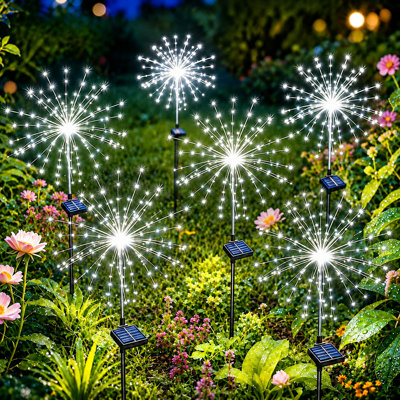 8 Modes Solar Firework Lights Outdoor Waterproof 120 LED Garden Landscape Light for 4th of July Decorations