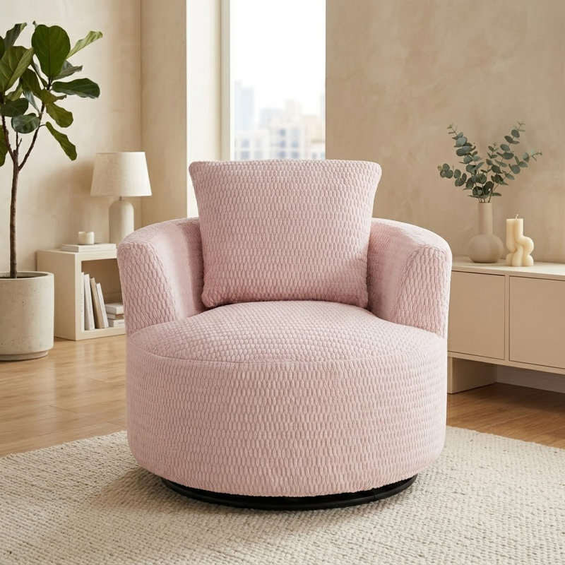 Fauteuil d'appoint pivotant à 360 ° Compression avec coussin, Pink